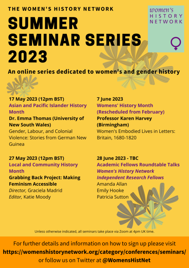 Summer Seminar Series 2022/23 Programme – Women's History Network