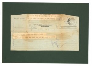 Photograph of a pale green telegraph